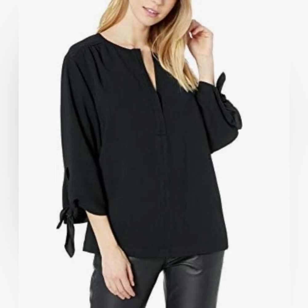 Trina Turk Bees Knees Tie Sleeve Top Womens Size Small S. Black